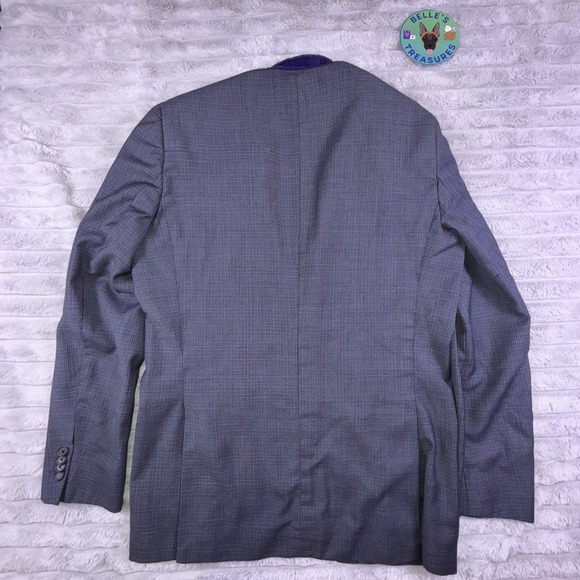 Ted Baker Blazer 40R Blue Black Check Endurance Single Breasted Suit Jacket - Picture 13 of 13